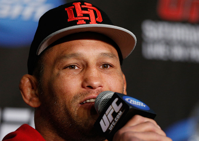 ANAHEIM, CA - FEBRUARY 21: Dan Henderson interacts with media during a UFC pre-fight press conference at Honda Center on February 21, 2013 in Anaheim, California. (Photo by Josh Hedges/Zuffa LLC/Zuffa LLC via Getty Images)