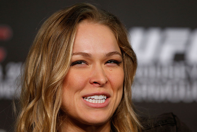 ANAHEIM, CA - FEBRUARY 21: Ronda Rousey interacts with media during a UFC pre-fight press conference at Honda Center on February 21, 2013 in Anaheim, California. (Photo by Josh Hedges/Zuffa LLC/Zuffa LLC via Getty Images)