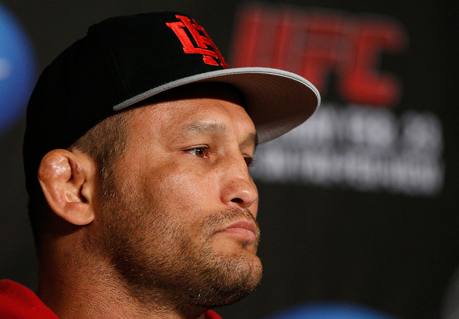 ANAHEIM, CA - FEBRUARY 21: Dan Henderson interacts with media during a UFC pre-fight press conference at Honda Center on February 21, 2013 in Anaheim, California. (Photo by Josh Hedges/Zuffa LLC/Zuffa LLC via Getty Images)