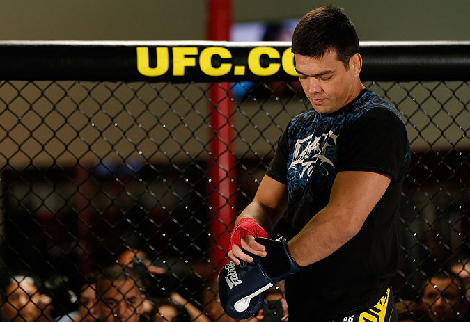 TORRANCE, CA - FEBRUARY 20:  Lyoto Machida conducts an open training session for fans and media at the UFC Gym on February 20, 2013 in Torrance, California.  (Photo by Josh Hedges/Zuffa LLC/Zuffa LLC via Getty Images)