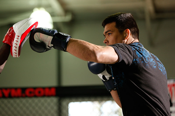 TORRANCE, CA - FEBRUARY 20:  Lyoto Machida conducts an open training session for fans and media at the UFC Gym on February 20, 2013 in Torrance, California.  (Photo by Josh Hedges/Zuffa LLC/Zuffa LLC via Getty Images)