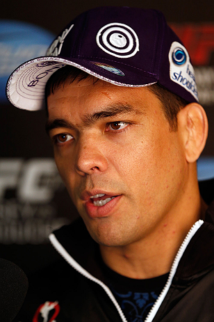 TORRANCE, CA - FEBRUARY 20:  Lyoto Machida interacts with media after an open training session at the UFC Gym on February 20, 2013 in Torrance, California.  (Photo by Josh Hedges/Zuffa LLC/Zuffa LLC via Getty Images)