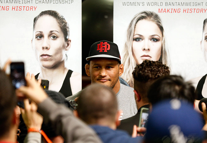 TORRANCE, CA - FEBRUARY 20:  Dan Henderson interacts with media at the UFC Gym on February 20, 2013 in Torrance, California.  (Photo by Josh Hedges/Zuffa LLC/Zuffa LLC via Getty Images)