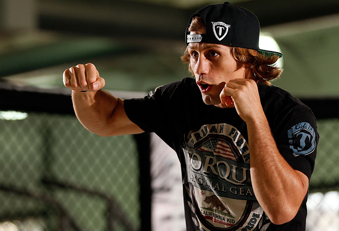 TORRANCE, CA - FEBRUARY 20:  Urijah Faber conducts an open training session for fans and media at the UFC Gym on February 20, 2013 in Torrance, California.  (Photo by Josh Hedges/Zuffa LLC/Zuffa LLC via Getty Images)