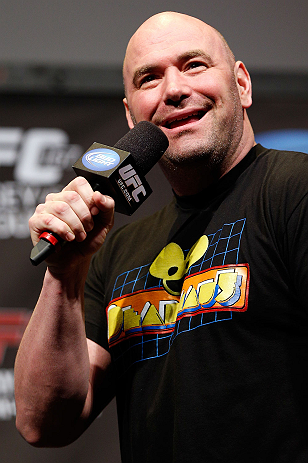 ANAHEIM, CA - FEBRUARY 22:  UFC President Dana White interacts with fans during a Q&A session before the UFC 157 weigh-in at Honda Center on February 22, 2013 in Anaheim, California.  (Photo by Josh Hedges/Zuffa LLC/Zuffa LLC via Getty Images)