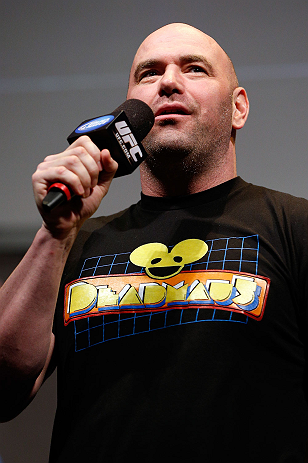 ANAHEIM, CA - FEBRUARY 22:  UFC President Dana White interacts with fans during a Q&A session before the UFC 157 weigh-in at Honda Center on February 22, 2013 in Anaheim, California.  (Photo by Josh Hedges/Zuffa LLC/Zuffa LLC via Getty Images)