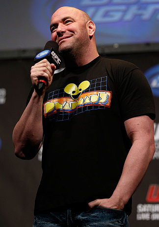 ANAHEIM, CA - FEBRUARY 22:  UFC President Dana White interacts with fans during a Q&A session before the UFC 157 weigh-in at Honda Center on February 22, 2013 in Anaheim, California.  (Photo by Josh Hedges/Zuffa LLC/Zuffa LLC via Getty Images)