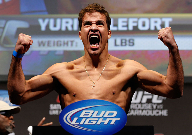 ANAHEIM, CA - FEBRUARY 22:  Yuri Villefort weighs in during the UFC 157 weigh-in at Honda Center on February 22, 2013 in Anaheim, California.  (Photo by Josh Hedges/Zuffa LLC/Zuffa LLC via Getty Images)