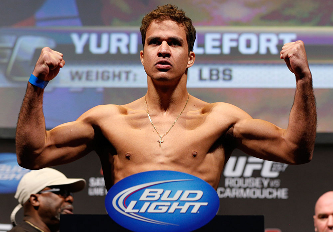 ANAHEIM, CA - FEBRUARY 22:  Yuri Villefort weighs in during the UFC 157 weigh-in at Honda Center on February 22, 2013 in Anaheim, California.  (Photo by Josh Hedges/Zuffa LLC/Zuffa LLC via Getty Images)