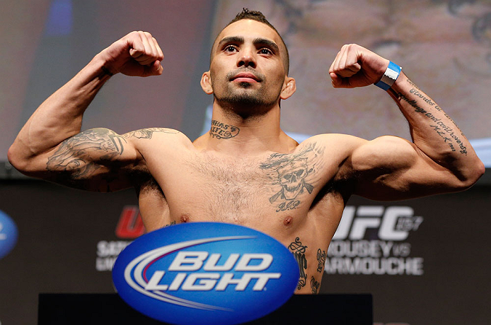 ANAHEIM, CA - FEBRUARY 22:  Caros Fodor weighs in during the UFC 157 weigh-in at Honda Center on February 22, 2013 in Anaheim, California.  (Photo by Josh Hedges/Zuffa LLC/Zuffa LLC via Getty Images)
