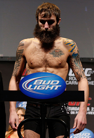 ANAHEIM, CA - FEBRUARY 22:  Michael Chiesa weighs in during the UFC 157 weigh-in at Honda Center on February 22, 2013 in Anaheim, California.  (Photo by Josh Hedges/Zuffa LLC/Zuffa LLC via Getty Images)