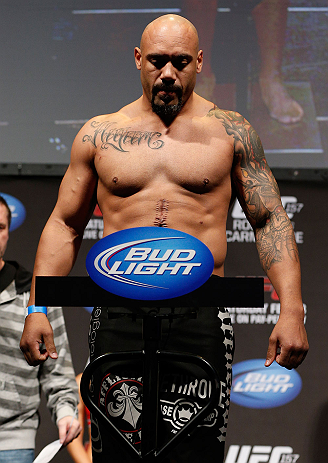 ANAHEIM, CA - FEBRUARY 22:  Lavar Johnson weighs in during the UFC 157 weigh-in at Honda Center on February 22, 2013 in Anaheim, California.  (Photo by Josh Hedges/Zuffa LLC/Zuffa LLC via Getty Images)