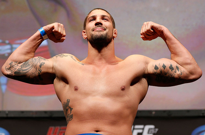 ANAHEIM, CA - FEBRUARY 22:  Brendan Schaub weighs in during the UFC 157 weigh-in at Honda Center on February 22, 2013 in Anaheim, California.  (Photo by Josh Hedges/Zuffa LLC/Zuffa LLC via Getty Images)