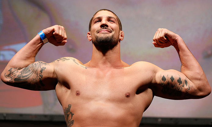 ANAHEIM, CA - FEBRUARY 22:  Brendan Schaub weighs in during the UFC 157 weigh-in at Honda Center on February 22, 2013 in Anaheim, California.  (Photo by Josh Hedges/Zuffa LLC/Zuffa LLC via Getty Images)