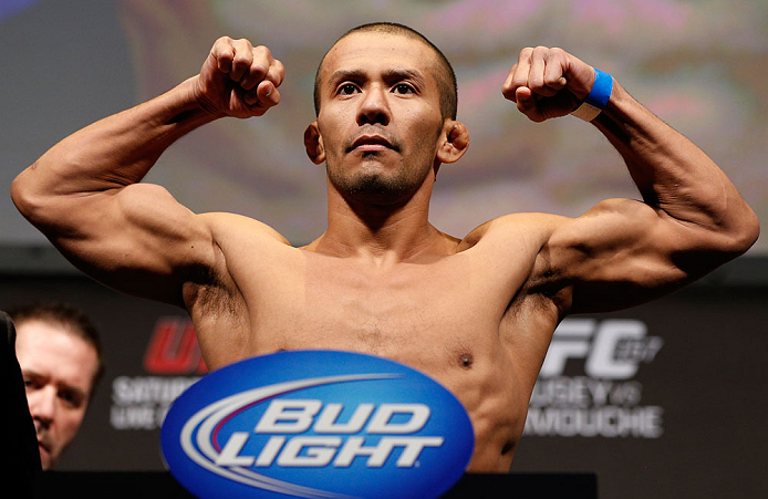 ANAHEIM, CA - FEBRUARY 22:  Ivan Menjivar weighs in during the UFC 157 weigh-in at Honda Center on February 22, 2013 in Anaheim, California.  (Photo by Josh Hedges/Zuffa LLC/Zuffa LLC via Getty Images)