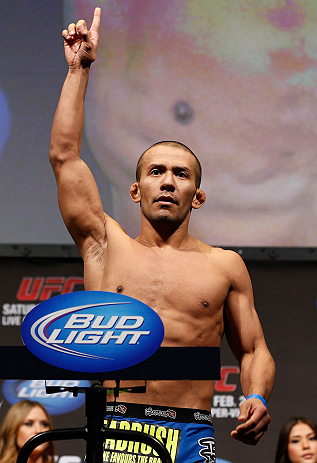 ANAHEIM, CA - FEBRUARY 22:  Ivan Menjivar weighs in during the UFC 157 weigh-in at Honda Center on February 22, 2013 in Anaheim, California.  (Photo by Josh Hedges/Zuffa LLC/Zuffa LLC via Getty Images)
