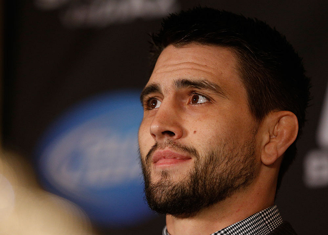 MONTREAL, QC - MARCH 14:  Carlos Condit interacts with media during the final press conference ahead of his UFC 158 bout at Bell Centre on March 14, 2013 in Montreal, Quebec, Canada.  (Photo by Josh Hedges/Zuffa LLC/Zuffa LLC via Getty Images)