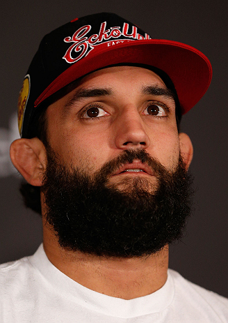 MONTREAL, QC - MARCH 14:  Johny Hendricks interacts with media during the final press conference ahead of his UFC 158 bout at Bell Centre on March 14, 2013 in Montreal, Quebec, Canada.  (Photo by Josh Hedges/Zuffa LLC/Zuffa LLC via Getty Images)
