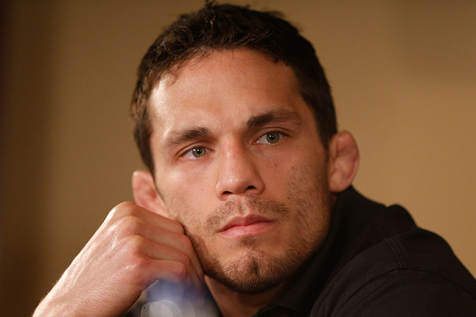 MONTREAL, QC - MARCH 14:  Jake Ellenberger interacts with media during the final press conference ahead of his UFC 158 bout at Bell Centre on March 14, 2013 in Montreal, Quebec, Canada.  (Photo by Josh Hedges/Zuffa LLC/Zuffa LLC via Getty Images)