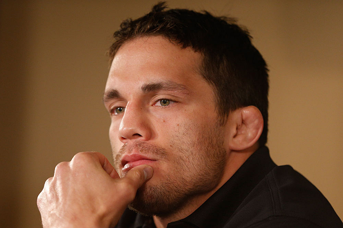 MONTREAL, QC - MARCH 14:  Jake Ellenberger interacts with media during the final press conference ahead of his UFC 158 bout at Bell Centre on March 14, 2013 in Montreal, Quebec, Canada.  (Photo by Josh Hedges/Zuffa LLC/Zuffa LLC via Getty Images)