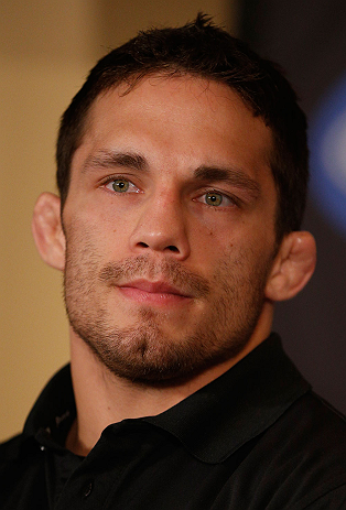MONTREAL, QC - MARCH 14:  Jake Ellenberger interacts with media during the final press conference ahead of his UFC 158 bout at Bell Centre on March 14, 2013 in Montreal, Quebec, Canada.  (Photo by Josh Hedges/Zuffa LLC/Zuffa LLC via Getty Images)