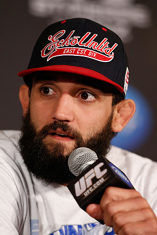 MONTREAL, QC - MARCH 14:  Johny Hendricks interacts with media during the final press conference ahead of his UFC 158 bout at Bell Centre on March 14, 2013 in Montreal, Quebec, Canada.  (Photo by Josh Hedges/Zuffa LLC/Zuffa LLC via Getty Images)