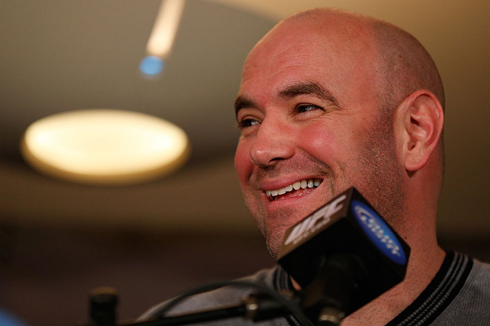 MONTREAL, QC - MARCH 14:  UFC President Dana White interacts with media during the final press conference ahead of his UFC 158 bout at Bell Centre on March 14, 2013 in Montreal, Quebec, Canada.  (Photo by Josh Hedges/Zuffa LLC/Zuffa LLC via Getty Images)