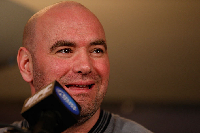 MONTREAL, QC - MARCH 14:  UFC President Dana White interacts with media during the final press conference ahead of his UFC 158 bout at Bell Centre on March 14, 2013 in Montreal, Quebec, Canada.  (Photo by Josh Hedges/Zuffa LLC/Zuffa LLC via Getty Images)