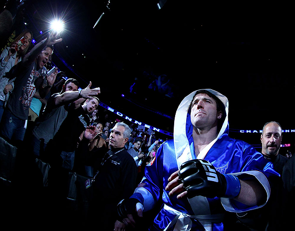 NEWARK, NJ - APRIL 27:  Chael Sonnen walks to octagon before facing Jon Jones in their light heavyweight championship bout during the UFC 159 event at the Prudential Center on April 27, 2013 in Newark, New Jersey.  (Photo by Al Bello/Zuffa LLC/Zuffa LLC Via Getty Images)