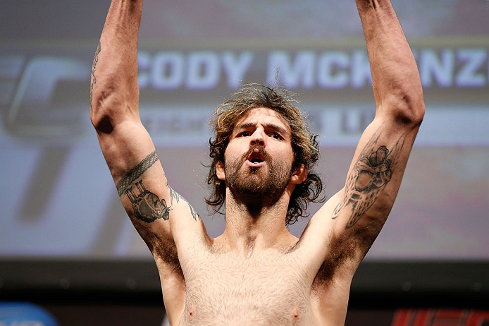 NEWARK, NJ - APRIL 26:   Cody McKenzie weighs in during the UFC 159 weigh-in event at the Prudential Center on April 26, 2013 in Newark, New Jersey.  (Photo by Josh Hedges/Zuffa LLC/Zuffa LLC via Getty Images)