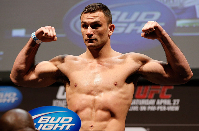 NEWARK, NJ - APRIL 26:   Gian Villante weighs in during the UFC 159 weigh-in event at the Prudential Center on April 26, 2013 in Newark, New Jersey.  (Photo by Josh Hedges/Zuffa LLC/Zuffa LLC via Getty Images)