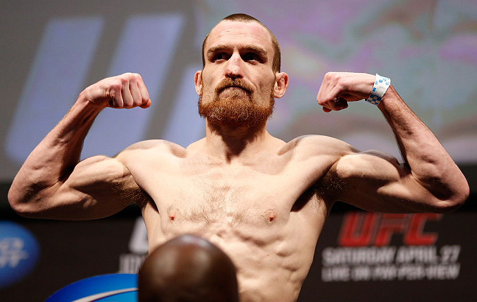 NEWARK, NJ - APRIL 26:   Pat Healy weighs in during the UFC 159 weigh-in event at the Prudential Center on April 26, 2013 in Newark, New Jersey.  (Photo by Josh Hedges/Zuffa LLC/Zuffa LLC via Getty Images)