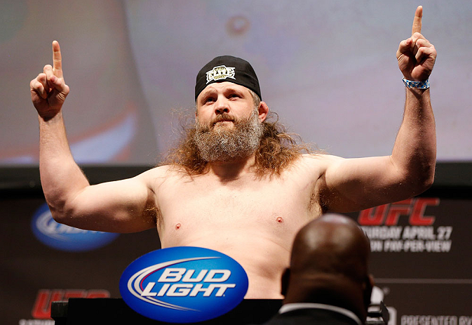 NEWARK, NJ - APRIL 26:   Roy Nelson weighs in during the UFC 159 weigh-in event at the Prudential Center on April 26, 2013 in Newark, New Jersey.  (Photo by Josh Hedges/Zuffa LLC/Zuffa LLC via Getty Images)