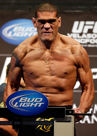 LAS VEGAS, NV - MAY 24:   Antonio "Bigfoot" Silva weighs in during the UFC 160 weigh-in at the MGM Grand Garden Arena on May 24, 2013 in Las Vegas, Nevada.  (Photo by Josh Hedges/Zuffa LLC/Zuffa LLC via Getty Images)