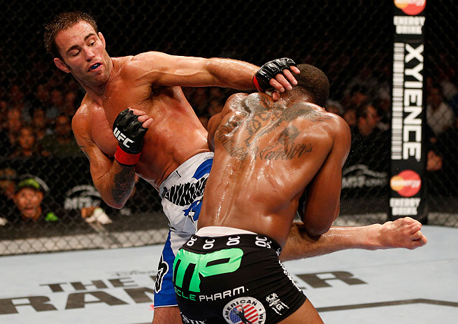 Jake Shields showed improved standup against Tyron Woodley Jake Shields showed improved standup against Tyron Woodley