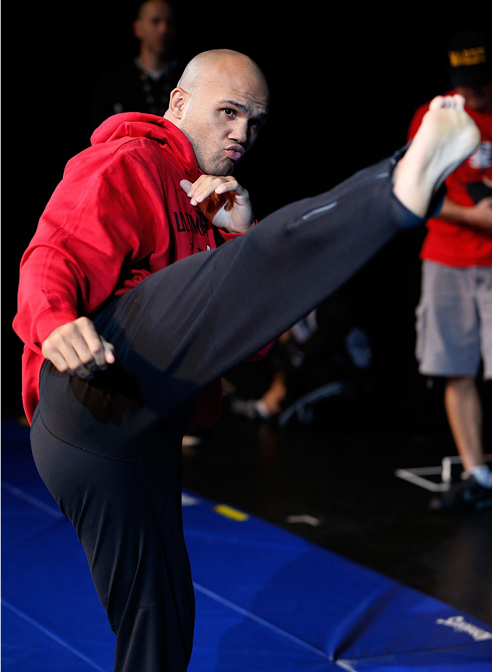 Robbie Lawler holds an open workout session for media inside the Hollywood Theatre at the MGM Grand Hotel/Casino on November 13, 2013 in Las Vegas, NV. (Photo by Josh Hedges/Zuffa LLC)