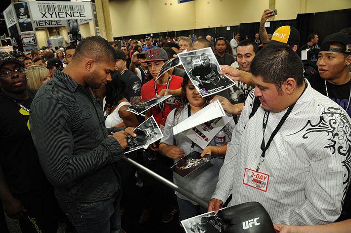 LAS VEGAS, NV - JULY 7:   Alistair Overeem signs autographs during the UFC Fan Expo at the Mandalay Bay Convention Center on July 7, 2012 in Las Vegas, Nevada.  (Photo by Al Powers/Zuffa LLC/Zuffa LLC via Getty Images)  *** Local Caption ***