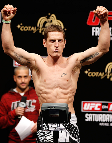 MACAU, MACAU - NOVEMBER 09:  Mac Danzig makes weight during the UFC Macau weigh in at Cotai Arena on November 9, 2012 in Macau, Macau.  (Photo by Josh Hedges/Zuffa LLC/Zuffa LLC via Getty Images)
