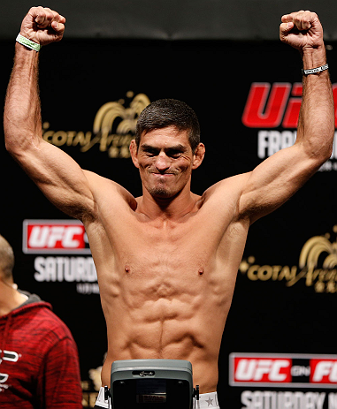 MACAU, MACAU - NOVEMBER 09:  Paulo Thiago makes weight during the UFC Macau weigh in at Cotai Arena on November 9, 2012 in Macau, Macau.  (Photo by Josh Hedges/Zuffa LLC/Zuffa LLC via Getty Images)