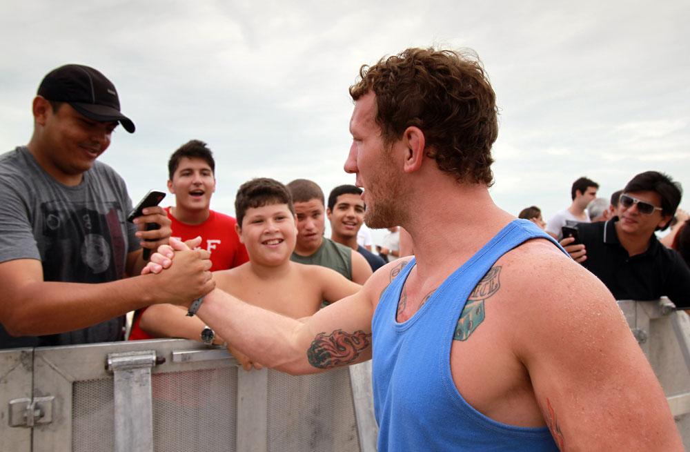 RIO DE JANEIRO, BRAZIL - JANUARY 11:  Gray Maynard attends the UFC 142 Open Workouts at Barra de Tijuca Beach on January 11, 2012 in Rio de Janeiro, Brazil.  (Photo by Josh Hedges/Zuffa LLC/Zuffa LLC via Getty Images)