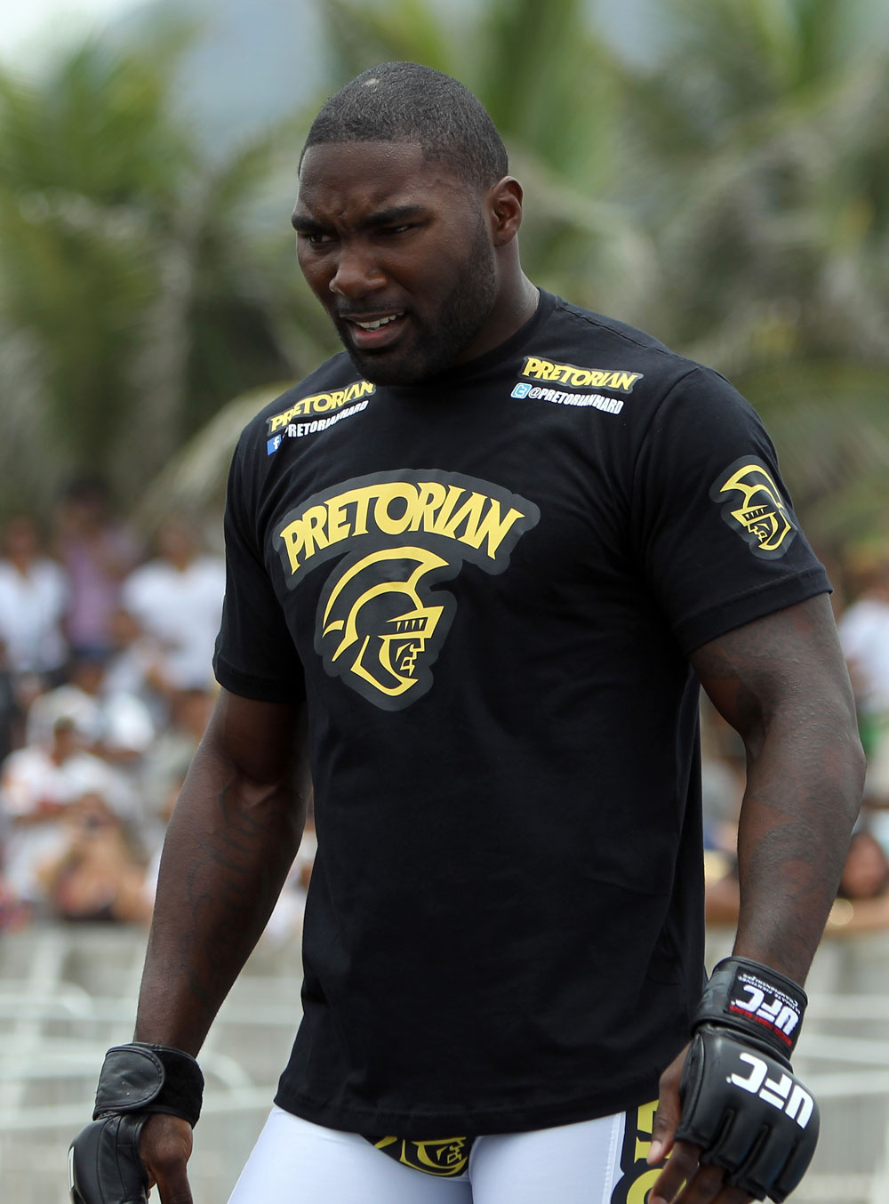 RIO DE JANEIRO, BRAZIL - JANUARY 11:  Anthony Johnson works out for the media and fans during the UFC 142 Open Workouts at Barra de Tijuca Beach on January 11, 2012 in Rio de Janeiro, Brazil.  (Photo by Josh Hedges/Zuffa LLC/Zuffa LLC via Getty Images)
