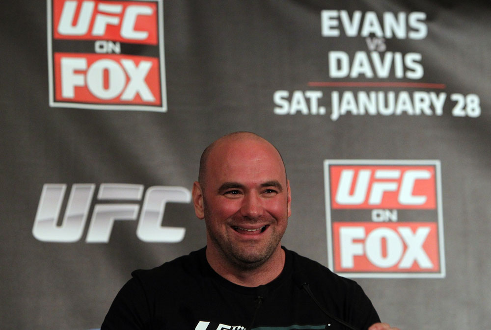 CHICAGO, IL - JANUARY 26: UFC President Dana White attends the UFC on FOX press conference at the W Hotel on January 26, 2012 in Chicago, Illinois. (Photo by Josh Hedges/Zuffa LLC/Zuffa LLC via Getty Images) *** Local Caption *** Dana White