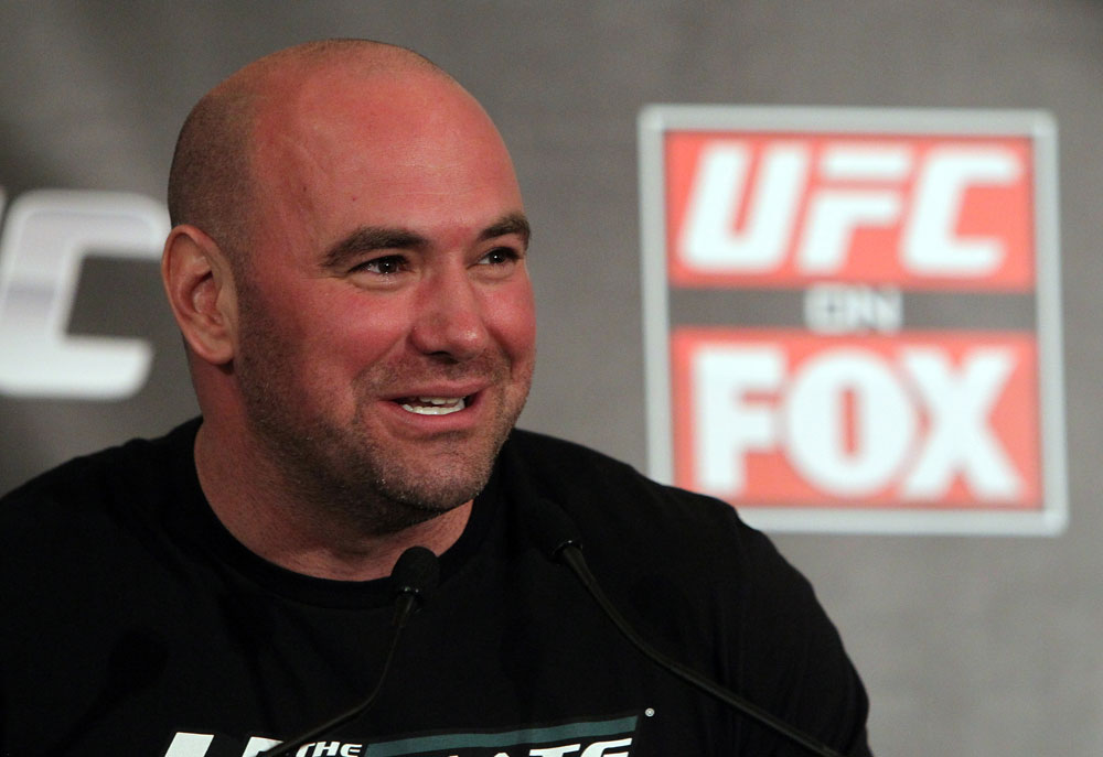 CHICAGO, IL - JANUARY 26: UFC President Dana White attends the UFC on FOX press conference at the W Hotel on January 26, 2012 in Chicago, Illinois. (Photo by Josh Hedges/Zuffa LLC/Zuffa LLC via Getty Images) *** Local Caption *** Dana White