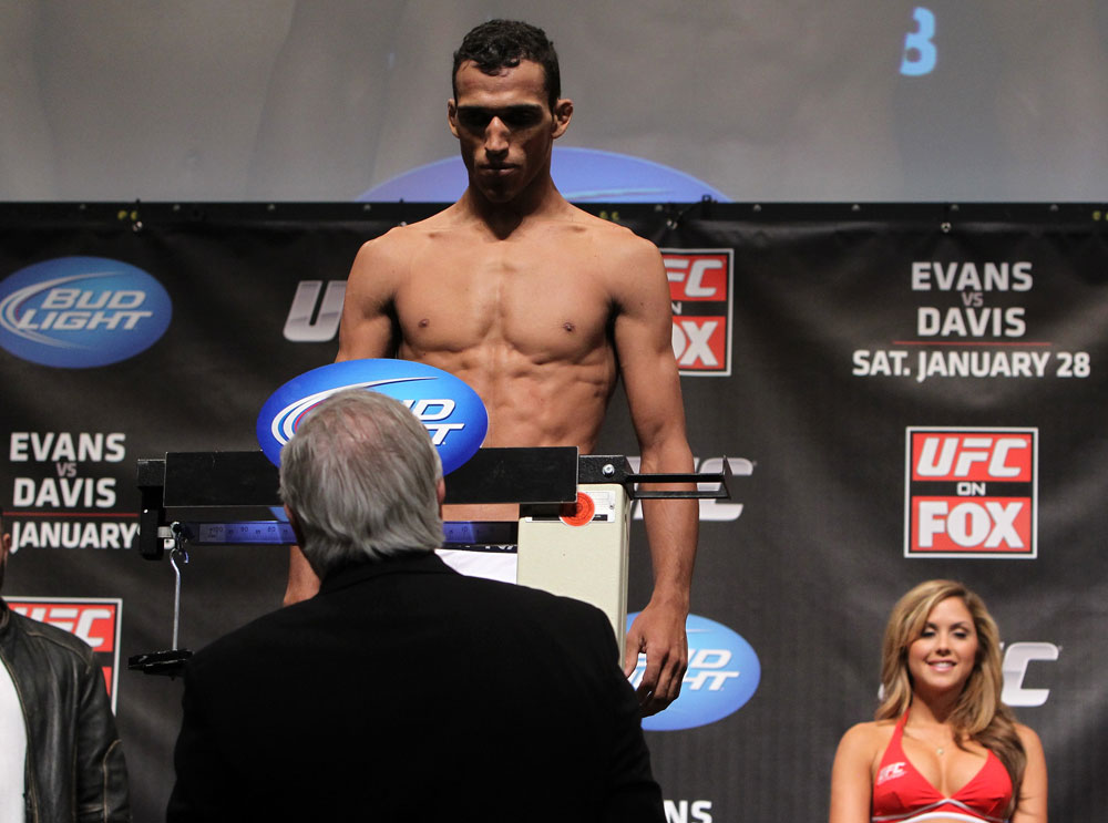 CHICAGO, IL - JANUARY 27: Charles Oliveira weighs in during the UFC on FOX official weigh in at the Chicago Theatre on January 27, 2012 in Chicago, Illinois. (Photo by Josh Hedges/Zuffa LLC/Zuffa LLC via Getty Images) *** Local Caption *** Charles Oliveira