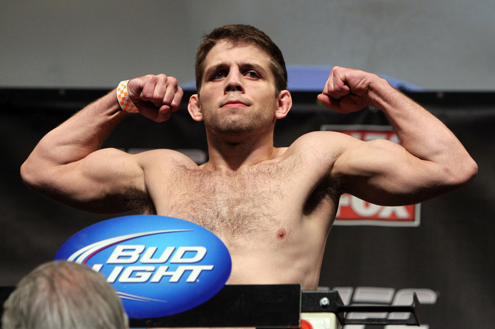 CHICAGO, IL - JANUARY 27: Nik Lentz weighs in during the UFC on FOX official weigh in at the Chicago Theatre on January 27, 2012 in Chicago, Illinois. (Photo by Josh Hedges/Zuffa LLC/Zuffa LLC via Getty Images) *** Local Caption *** Nik Lentz