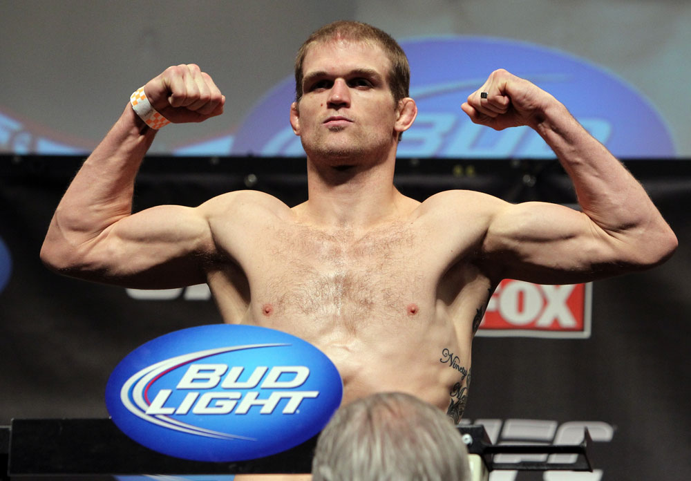 CHICAGO, IL - JANUARY 27: Evan Dunham weighs in during the UFC on FOX official weigh in at the Chicago Theatre on January 27, 2012 in Chicago, Illinois. (Photo by Josh Hedges/Zuffa LLC/Zuffa LLC via Getty Images) *** Local Caption *** Evan Dunham