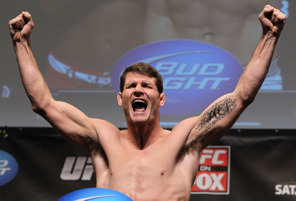 CHICAGO, IL - JANUARY 27: Michael Bisping weighs in during the UFC on FOX official weigh in at the Chicago Theatre on January 27, 2012 in Chicago, Illinois. (Photo by Josh Hedges/Zuffa LLC/Zuffa LLC via Getty Images) *** Local Caption *** Michael Bisping