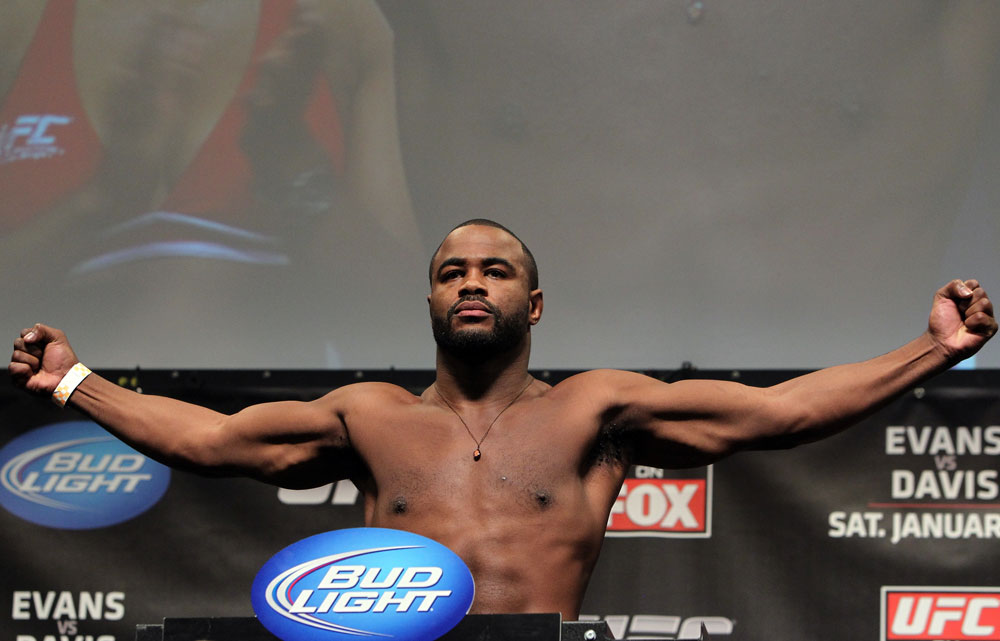 CHICAGO, IL - JANUARY 27: Rashad Evans weighs in during the UFC on FOX official weigh in at the Chicago Theatre on January 27, 2012 in Chicago, Illinois. (Photo by Josh Hedges/Zuffa LLC/Zuffa LLC via Getty Images) *** Local Caption *** Rashad Evans