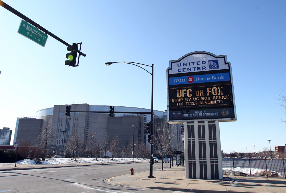 CHICAGO, IL - JANUARY 28:  A general view of the outside of the arena before the UFC on FOX event at United Center on January 28, 2012 in Chicago, Illinois.  (Photo by Josh Hedges/Zuffa LLC/Zuffa LLC via Getty Images)