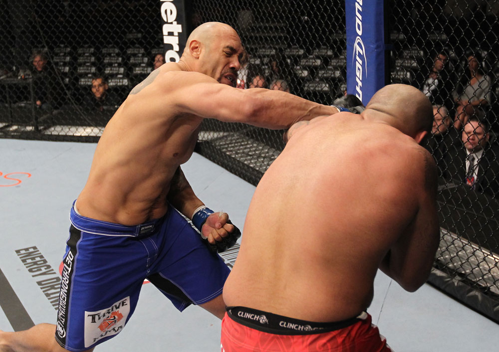 CHICAGO, IL - JANUARY 28:  (L-R) Lavar Johnson punches Joey Beltran during the UFC on FOX event at United Center on January 28, 2012 in Chicago, Illinois.  (Photo by Nick Laham/Zuffa LLC/Zuffa LLC via Getty Images) *** Local Caption *** Lavar Johnson; Joey Beltran